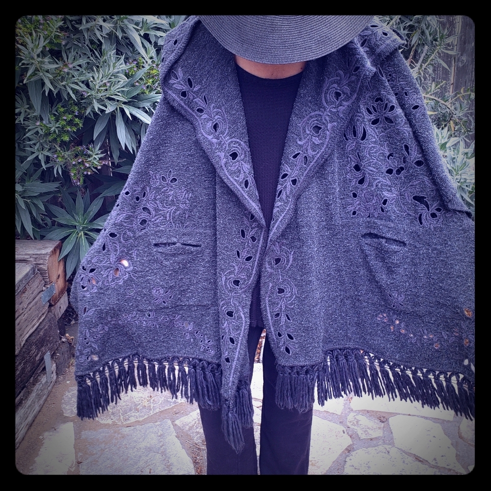 Johnny Was hooded shawl pancho